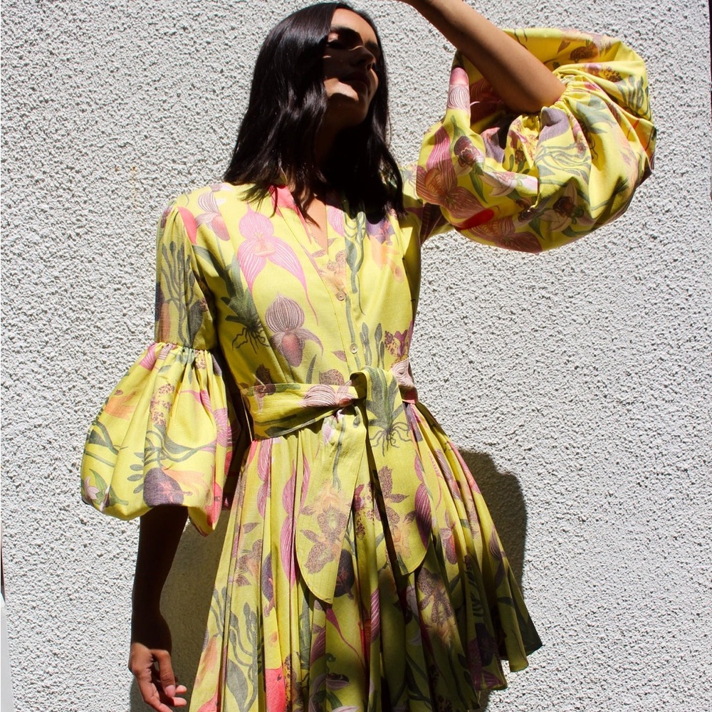 CARTA Y LETRA DRESS IN BOTANICA YELLOW PRINT